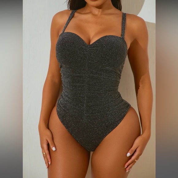 Fashion Nova Silver Shimmer Swimsuit with underwire - Picture 2 of 8